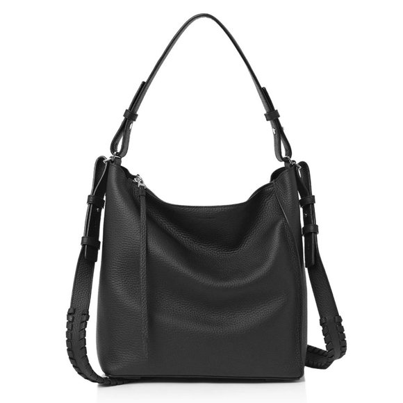 All Saints Handbags - AllSaints Black Kita Pebbled Leather Bag